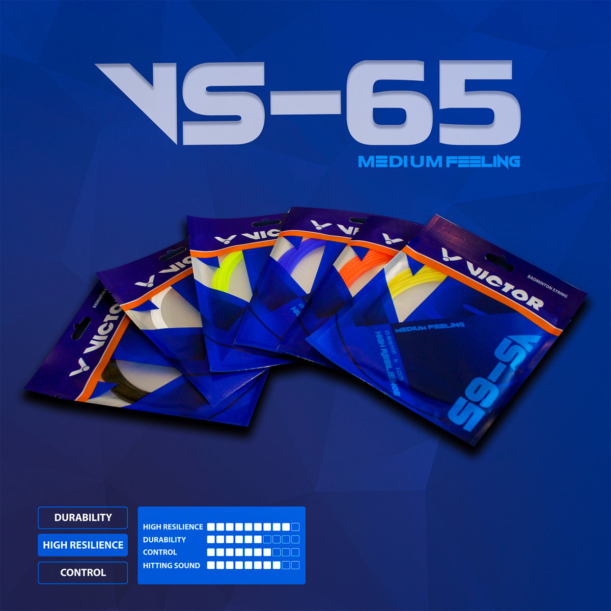 VICTOR VS-65 High Resilience, Durable & Precision Control String (0.65mm x 10m) Pack of 2