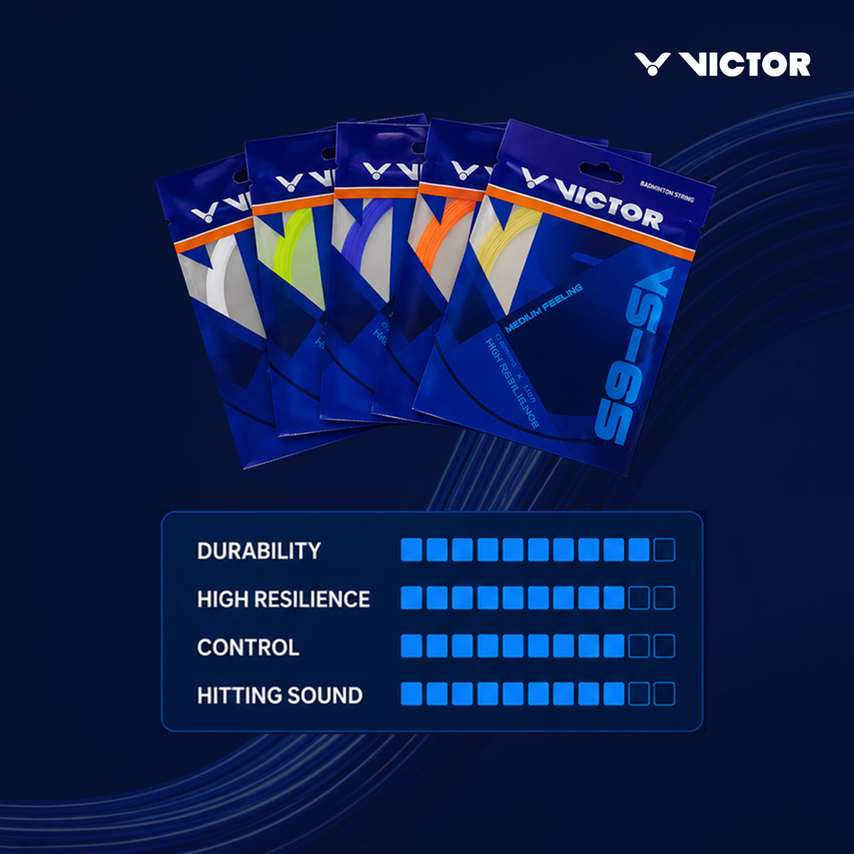 VICTOR VS-65 High Resilience, Durable & Precision Control String (0.65mm x 10m) Pack of 2