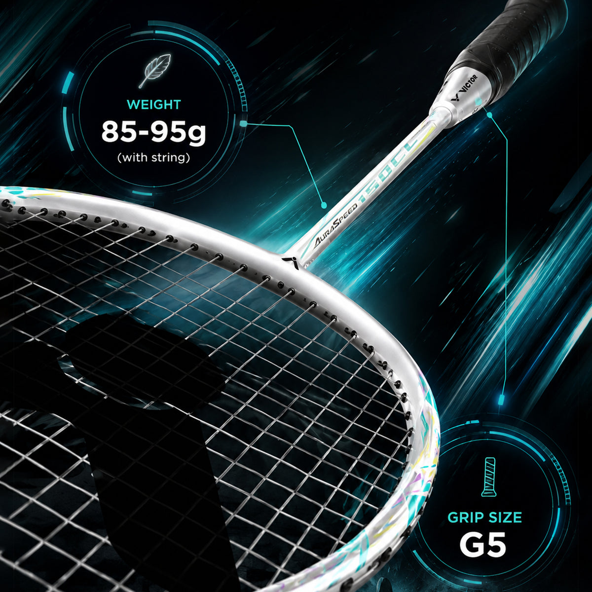VICTOR AURASPEED ARS-150CL  Pre-Strung Aluminum Racket | G5 Grip