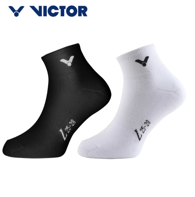 Victor Ankle Socks SK145 | Unisex Sports Socks, White & Black (Size L)