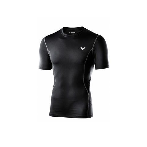 VICTOR SP201 Compression T-Shirt – Black | Anti-Odour, Quick-Dry Sportswear-Black