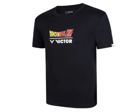 VICTOR x Dragon Ball Z T-502DBZ Knitted T-Shirt (Black) | Premium Cotton Blend (72.6% Cotton, 27.4% Polyester) | Soft, Lightweight & Breathable | Anime Graphic Tee