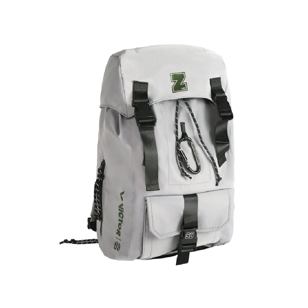 VICTOR x LZJ BR5024LZJ H Backpack – Polyester, 32x15x48 cm, Antarctic Gray with Racket & Shoe Compartments