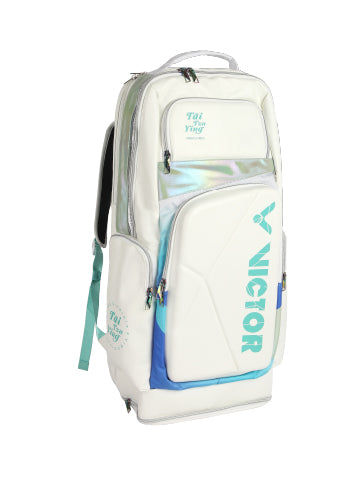 VICTOR BR5833TTY AR Tai Tzu Ying Tribute Collection Backpack – PU Leather & Polyester Sports Bag (33 × 20 × 71 cm) – Bright White / Cockatoo Green