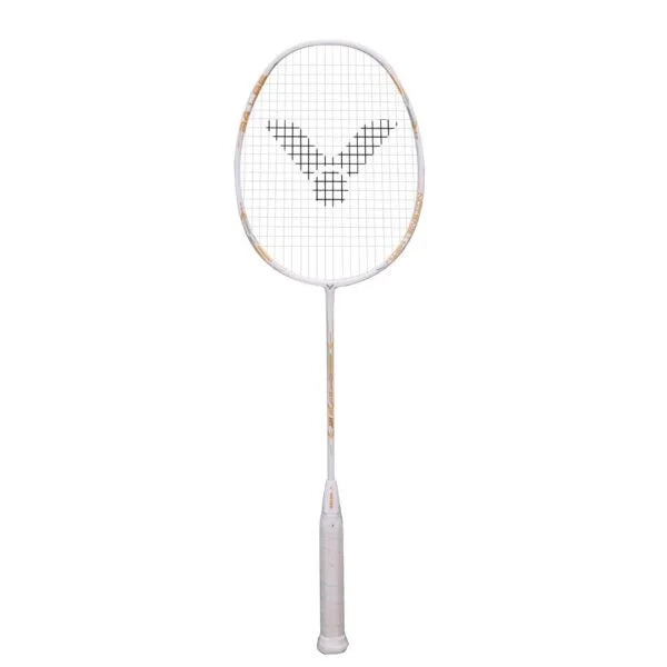 VICTOR Thruster EGL HT Badminton Racket 4U (Unstrung) – Head Heavy, 34 lbs Tension, White/Black, Free Cove